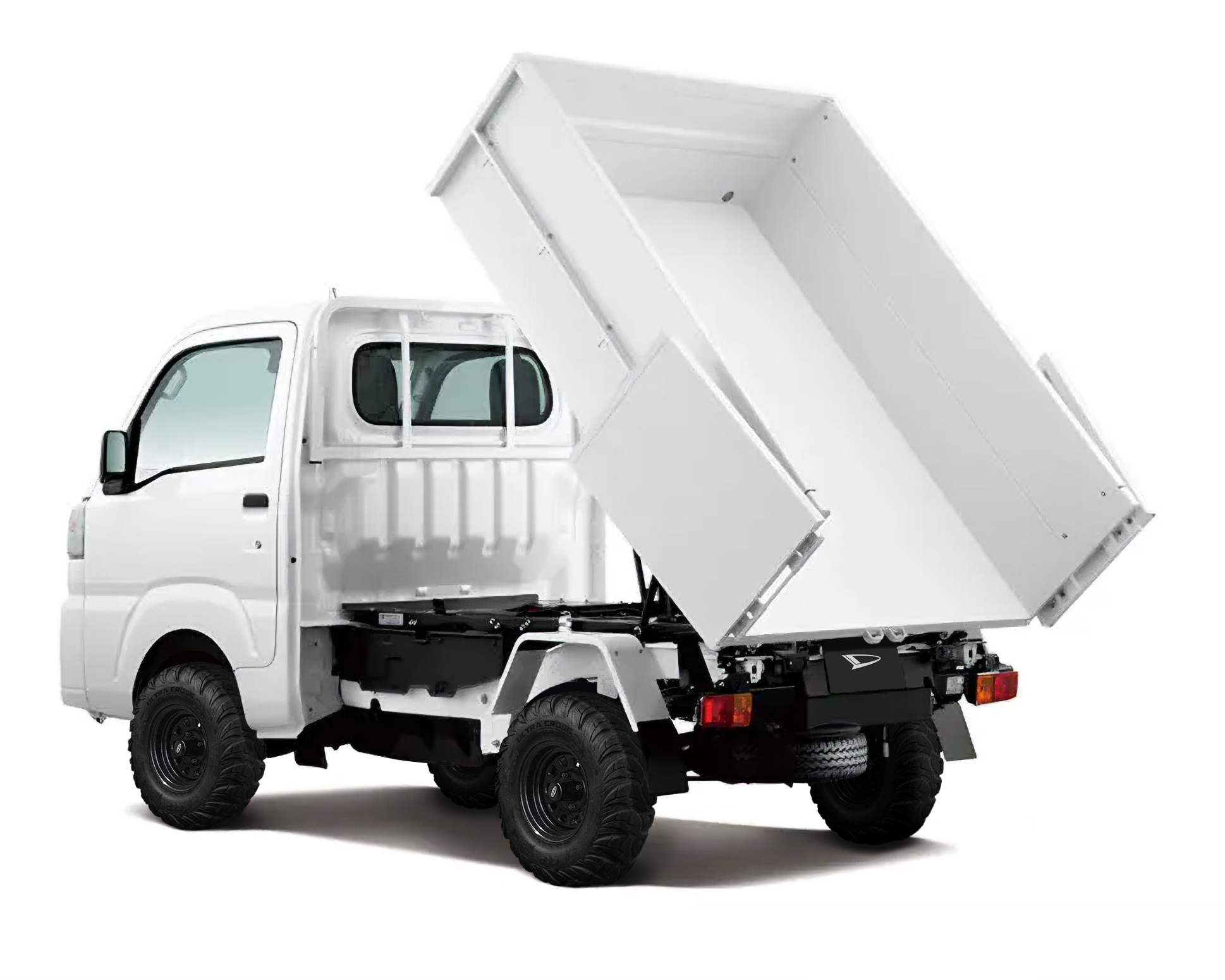 Daihatsu Hijet Cleaning Dump in white brochure-style from left-rear