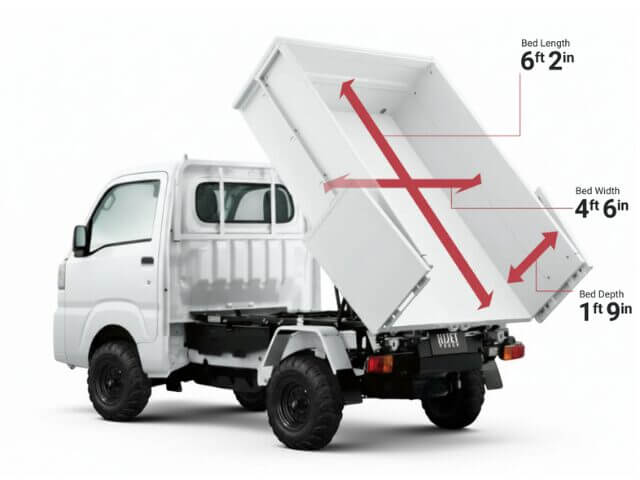 Daihatsu Hijet Cleaning Dump Japanese mini truck load bed box dimensions