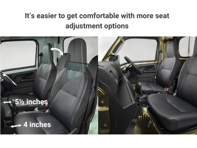 Daihatsu Hijet Jumbo interior showing seat adjustability
