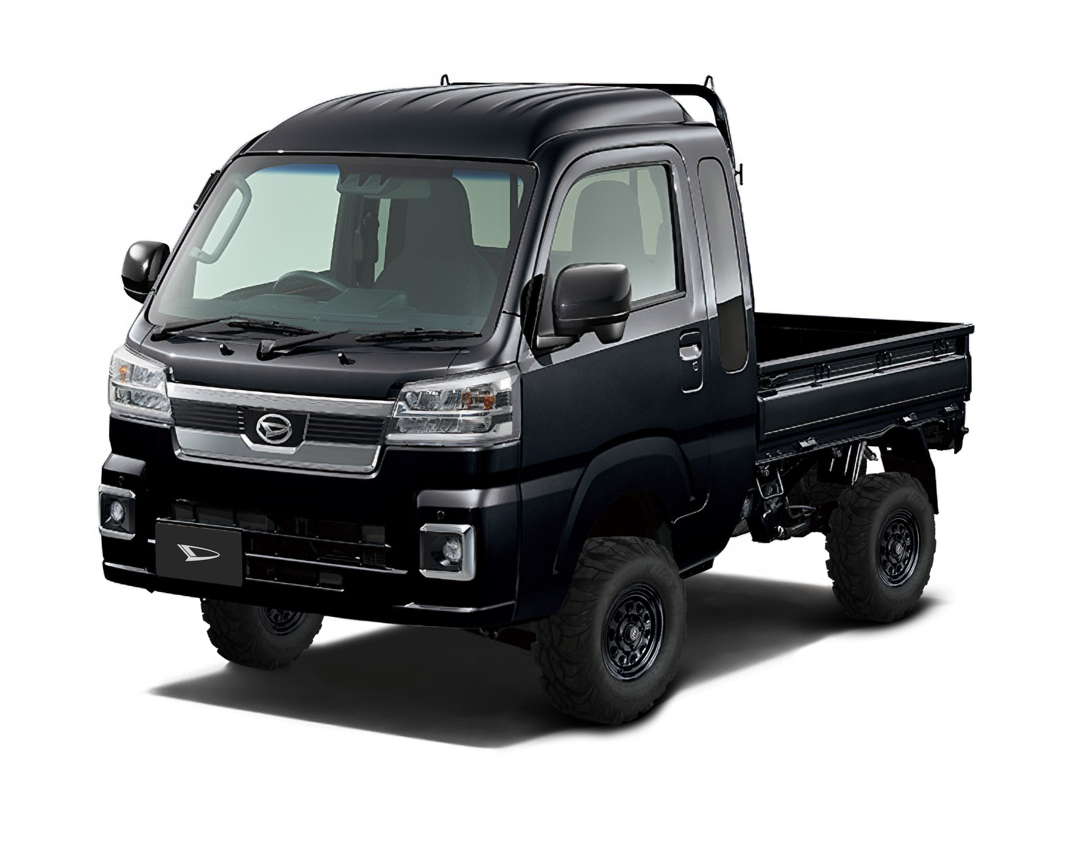 Daihatsu Hijet Jumbo 4x4 Japanese mini truck in black from left front