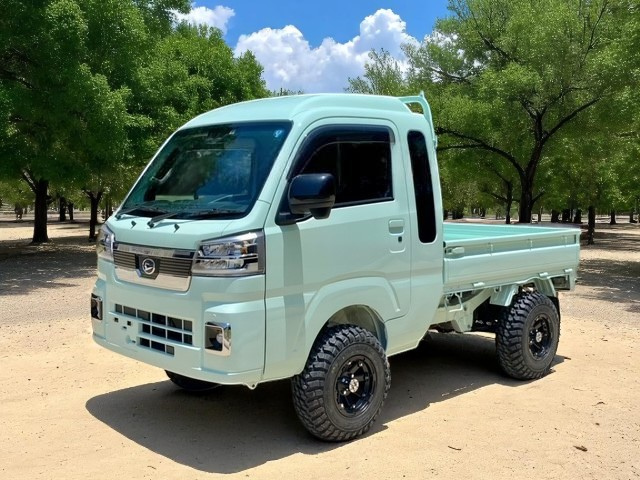 Daihatsu Hijet Jumbo ice green model on sand under trees