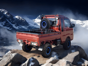 Daihatsu Hijet Jumbo in read on a mountain overlook