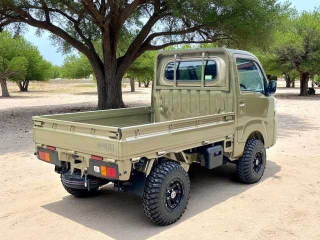 Daihatsu Hijet Regular Cab in khaki green metallic from right rear